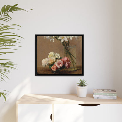 Henri Fantin-Latour : Roses and Lilies (1888) - Giclee Fine Art Print - Museum Collection Framed Canvas Print
