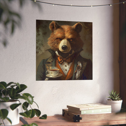 Well, Excuse Me - The Gentleman - Bear Portrait - Whimsical Animals - Poster - Unique Wall Art