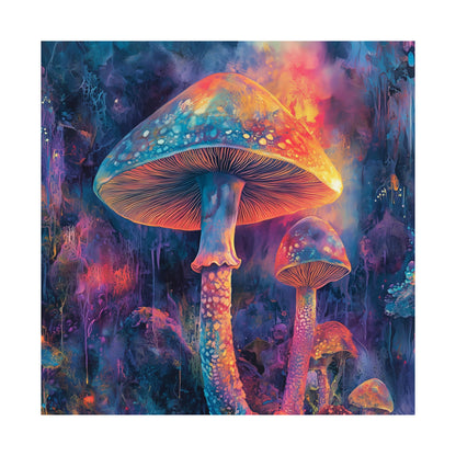 Trippy Mushrooms Poster - Psychedelic Wall Art - Vibrant Fine Art Print - Bedroom Posters - Home Décor