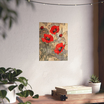 Pretty Poppy Fine Art Print - Floral Matte Vertical Poster – Artwork for Home Décor