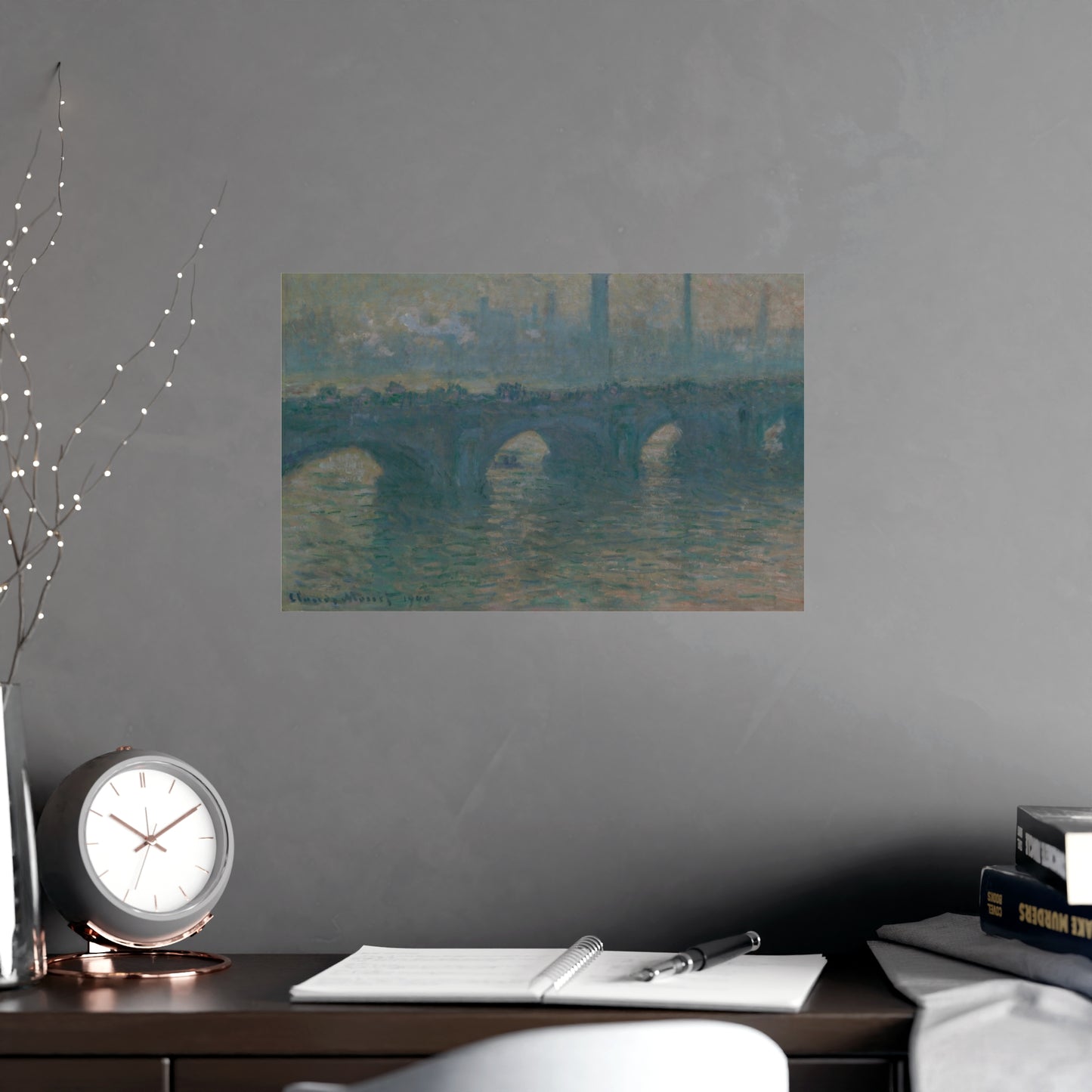 Waterloo Bridge Gray Weather - Monet Fine Art Poster