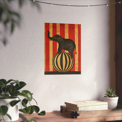 Vintage Circus Elephant Poster - Matte Fine Art Print - Wall Art for Bedroom or Nursery