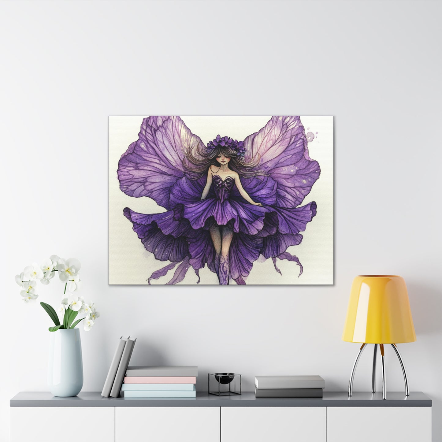 A Violet Affair - Fairies & Flowers Collection - Wall Art - on Canvas