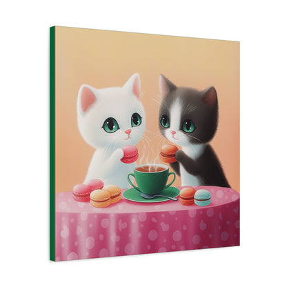 Whimsical Kitty Tea Time - Wall Art & Home Décor - Cute Cat Canvas Art