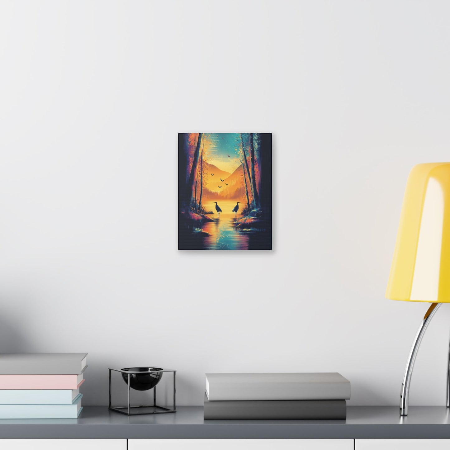 Cranes at Sunset - Delight in Nature Series - Fine Art Print on Canvas