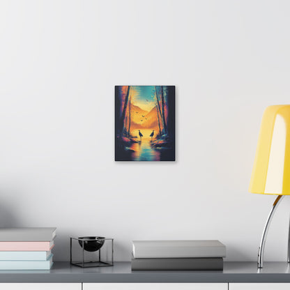 Cranes at Sunset - Delight in Nature Series - Fine Art Print on Canvas