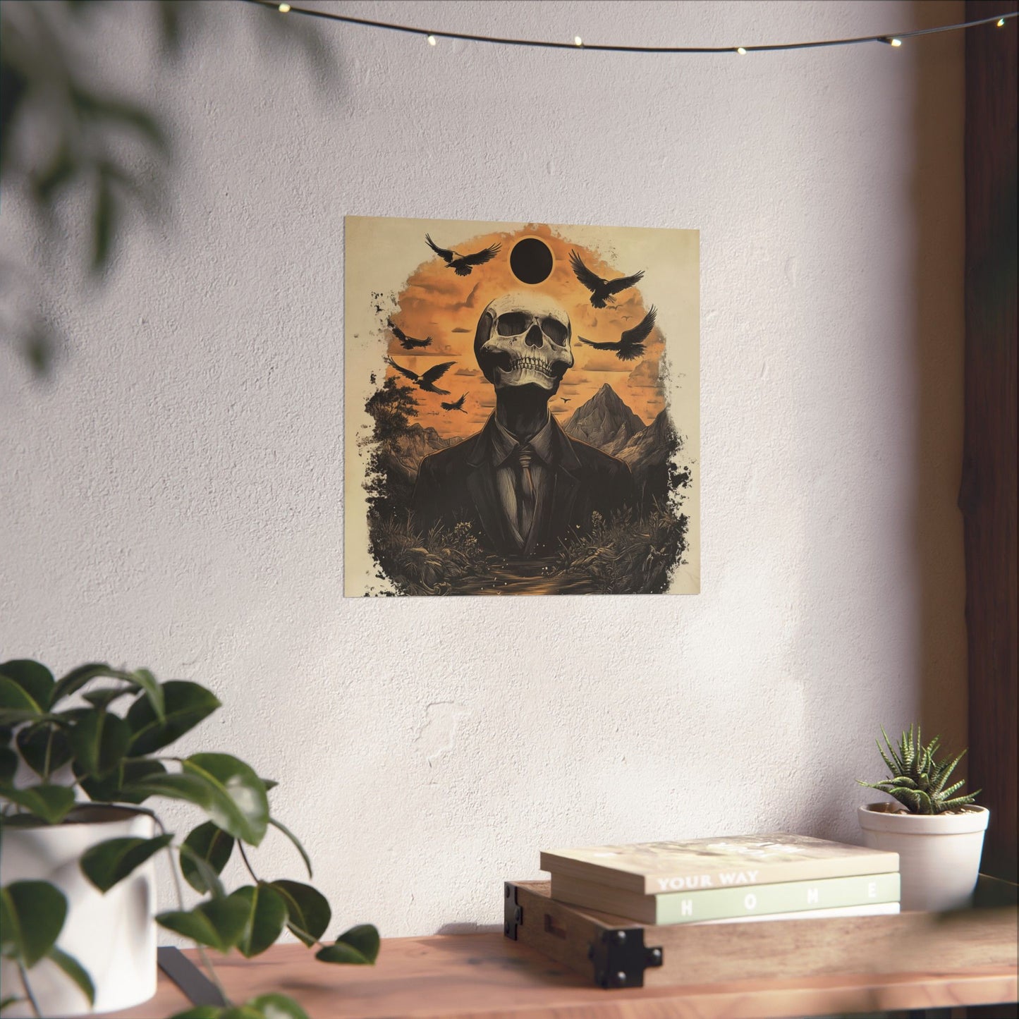 Mystic Black Sun Skull Gothic Poster - Dark Art - Fine Art Prints - Wall Art