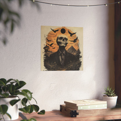 Mystic Black Sun Skull Gothic Poster - Dark Art - Fine Art Prints - Wall Art