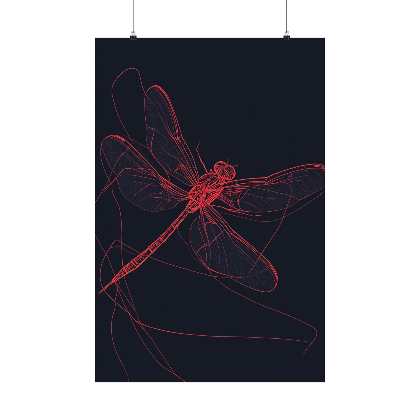 Red Dragonfly Fine Art Print -  Matte Poster – Modern Wall Art for Nature Lovers - Minimalist