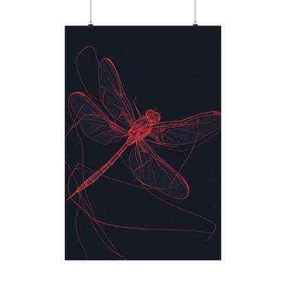Red Dragonfly Fine Art Print -  Matte Poster – Modern Wall Art for Nature Lovers - Minimalist