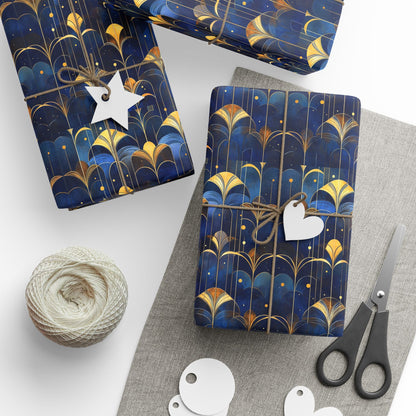 Art Deco Style - Navy & Gold - Art Print Wrapping Papers