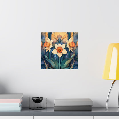 Elegant Daffodil Floral Fine Art Print - Matte Vertical Poster - Daffodil Art Print for Home Décor