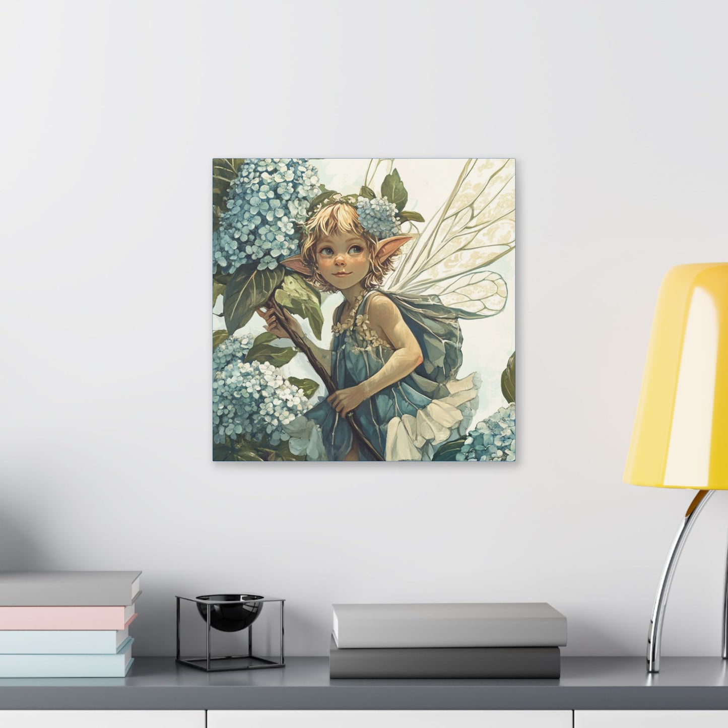 Blue Hydrangea - Flowers & Fairies Collection - Fine Art Print on Canvas