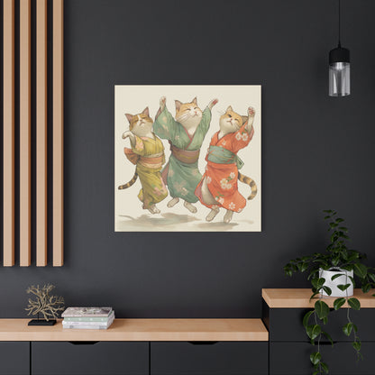 Cheery Cats Prancing - Wall Art Canvas - Home Décor