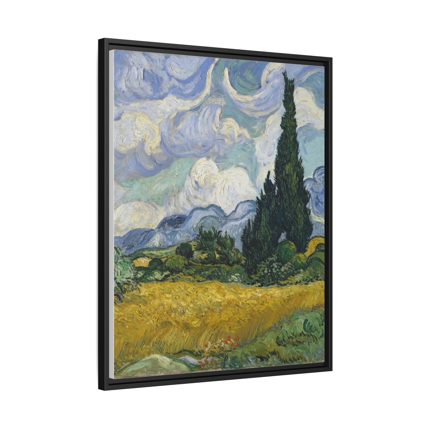 Van Gogh - Wheat Field with Cypresses - Museum Collection - Framed Canvas Print