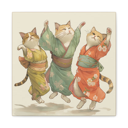 Cheery Cats Prancing - Wall Art Canvas - Home Décor