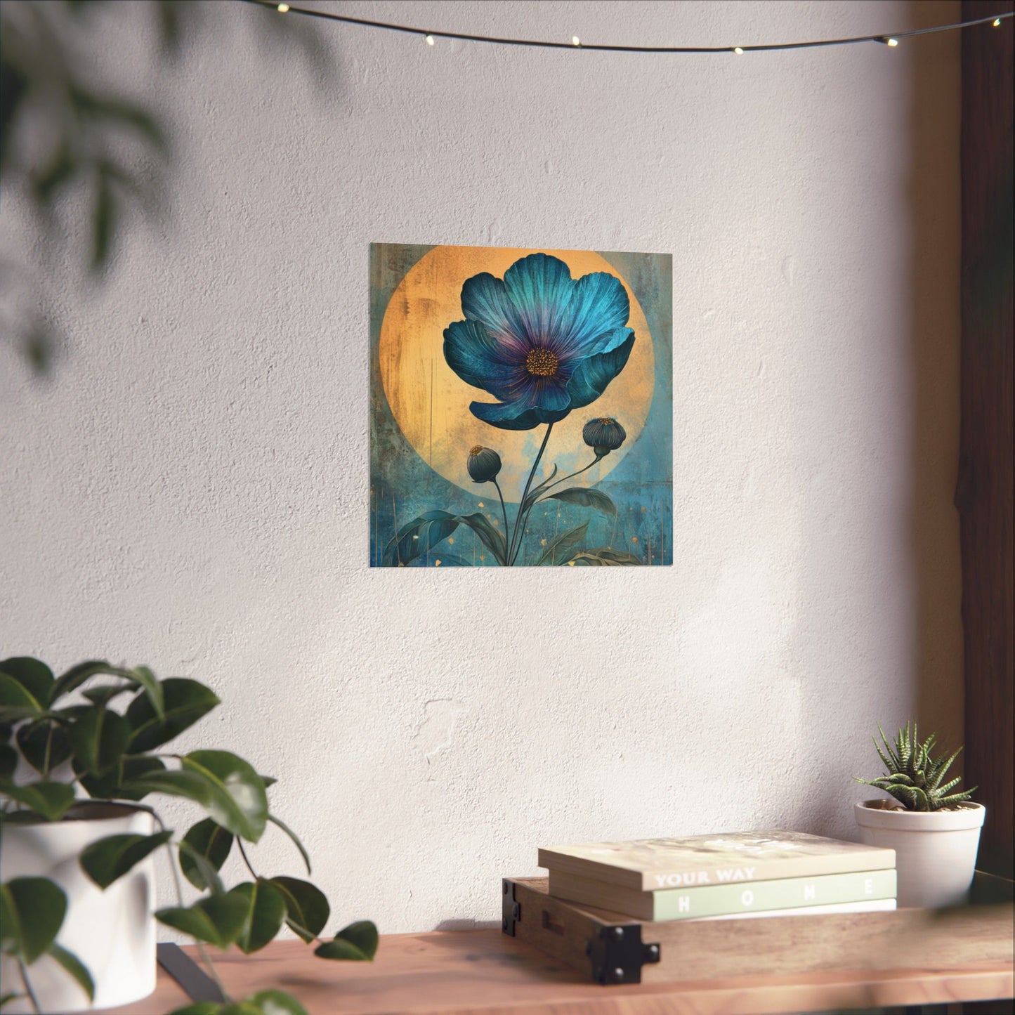 Blue Cosmos Moonlit Botanical Fine Art Print