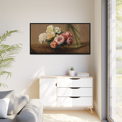 Henri Fantin-Latour : Roses and Lilies (1888) - Giclee Fine Art Print - Museum Collection Framed Canvas Print