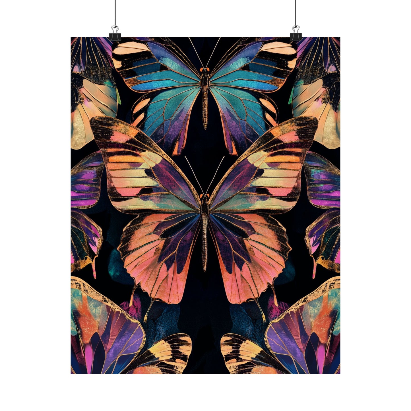 Vibrant Boho Butterflies Fine Art Pint - Matte Poster - Colorful Wall Art for Nature Lovers