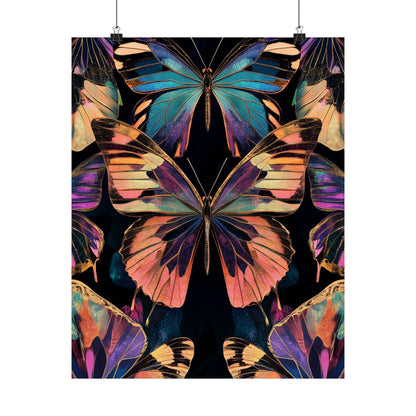 Vibrant Boho Butterflies Fine Art Pint - Matte Poster - Colorful Wall Art for Nature Lovers