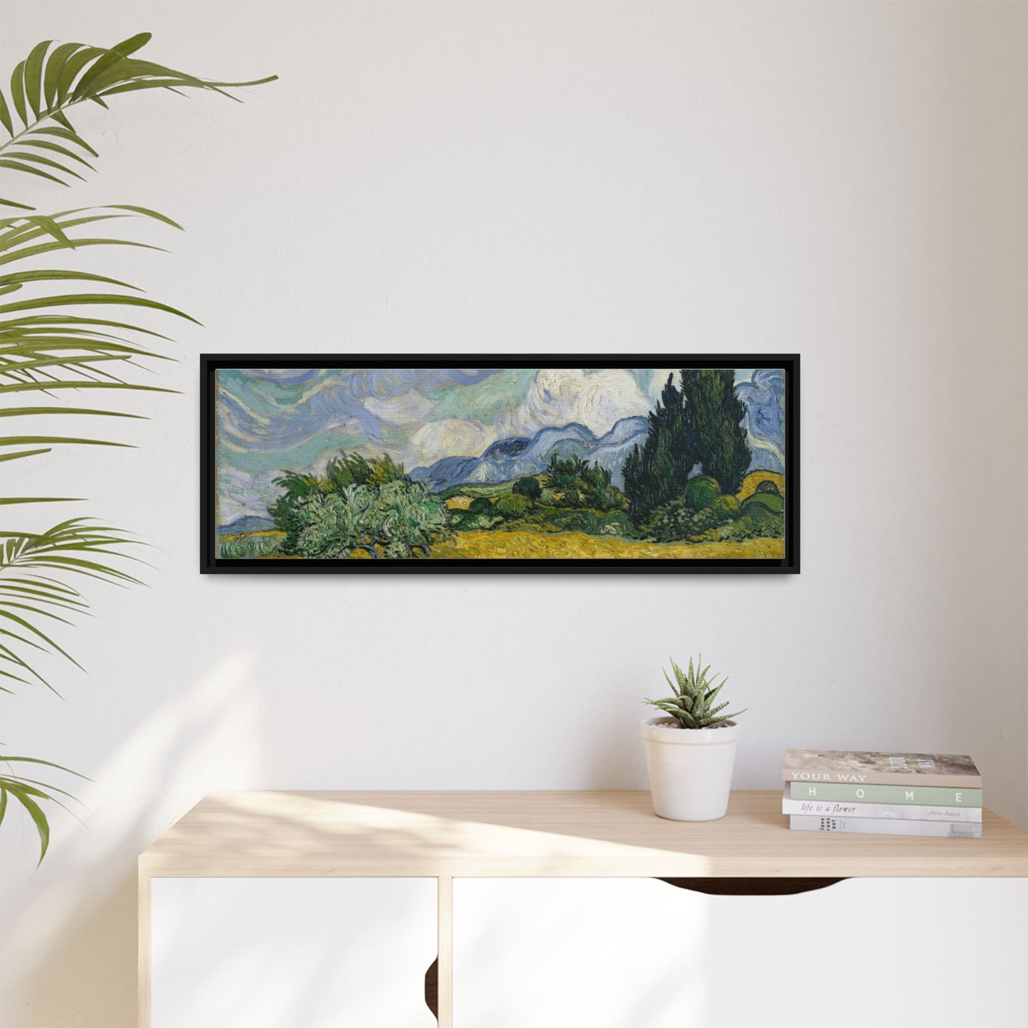 Van Gogh - Wheat Field with Cypresses - Museum Collection - Framed Canvas Print