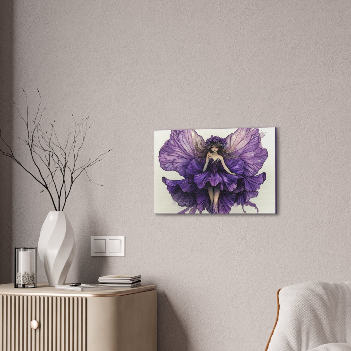 A Violet Affair - Fairies & Flowers Collection - Wall Art - on Canvas
