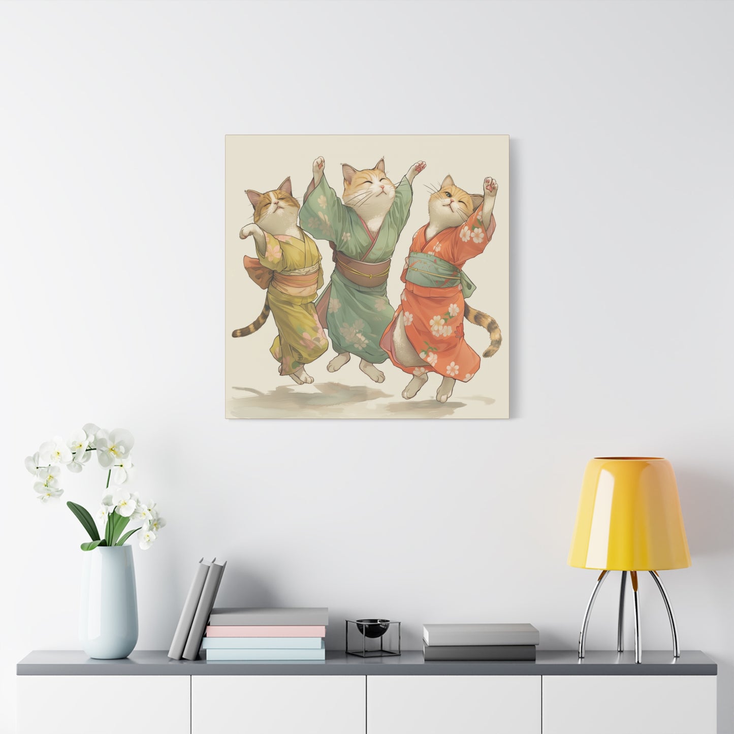Cheery Cats Prancing - Wall Art Canvas - Home Décor