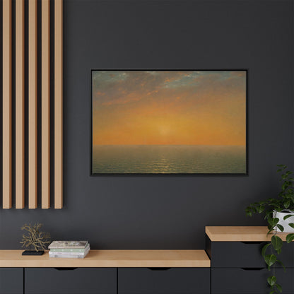 John Frederick Kensett : Sunset on the Sea (1872) - Museum Collection - Framed Canvas Print