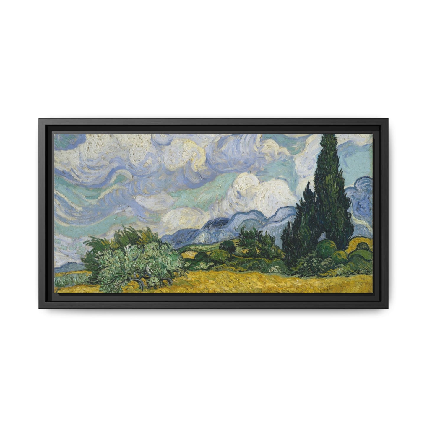 Van Gogh - Wheat Field with Cypresses - Museum Collection - Framed Canvas Print
