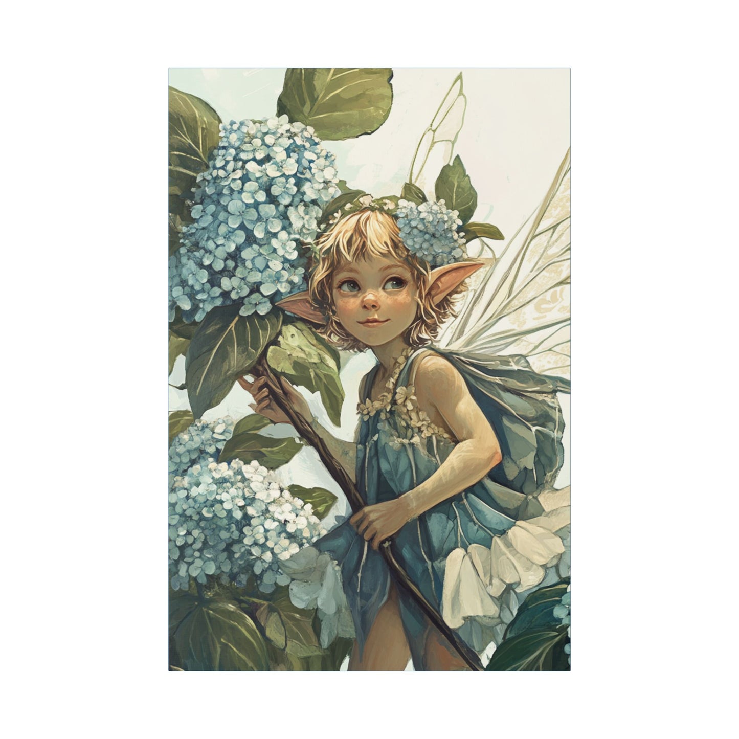 Blue Hydrangea - Flowers & Fairies Collection - Fine Art Print on Canvas