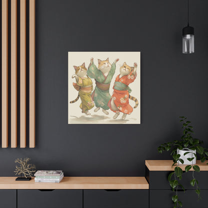 Cheery Cats Prancing - Wall Art Canvas - Home Décor