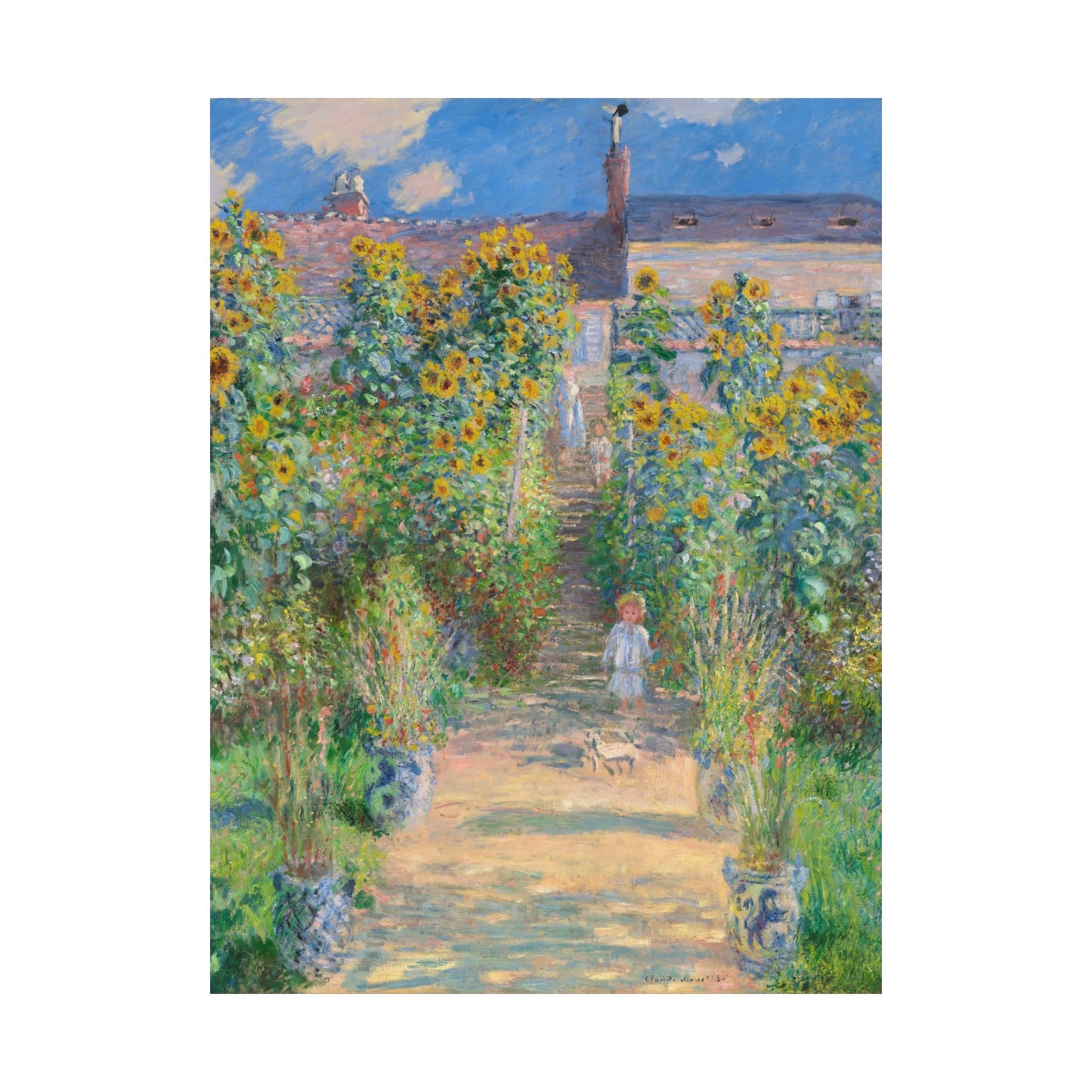 Monet - Garden at Vétheuil Sunflower Fine Art Print