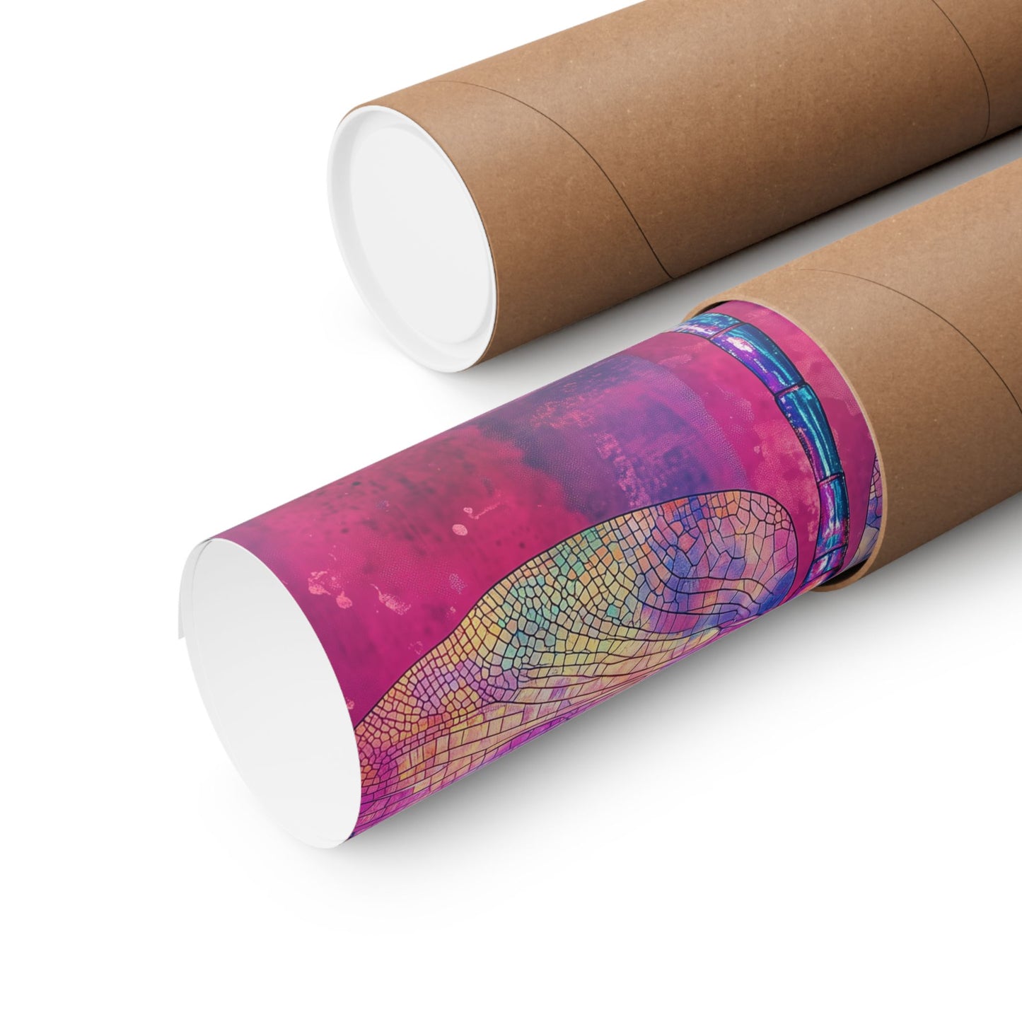 Magenta Dragonfly Watercolor Art Print - Matte Vertical Posters