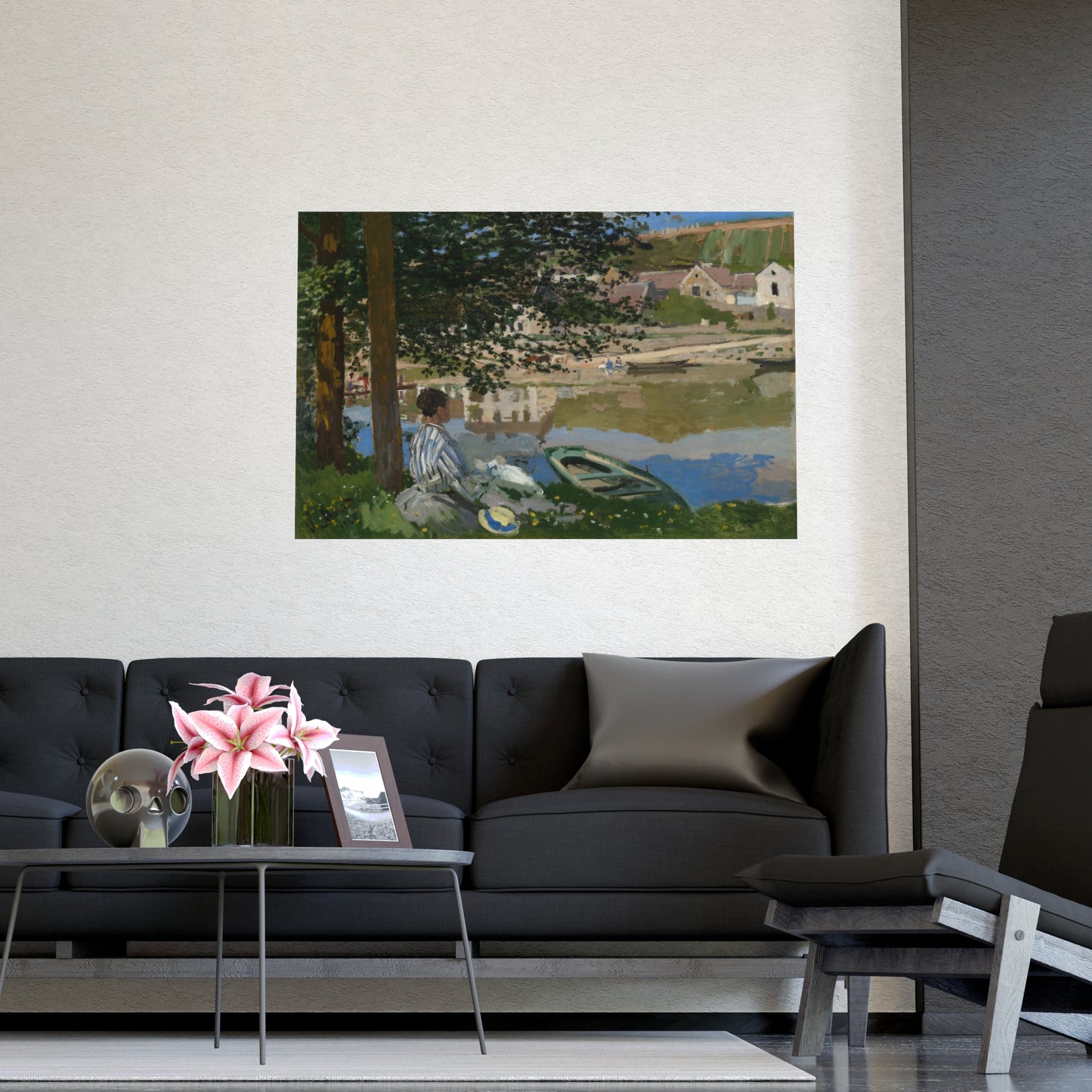 On the Bank of the Seine at Bennecourt - Monet Fine Art Poster
