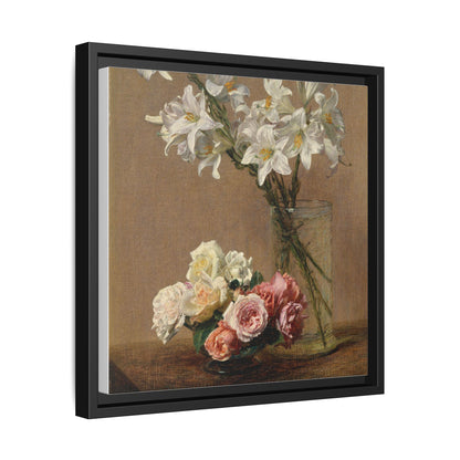 Henri Fantin-Latour : Roses and Lilies (1888) - Giclee Fine Art Print - Museum Collection Framed Canvas Print