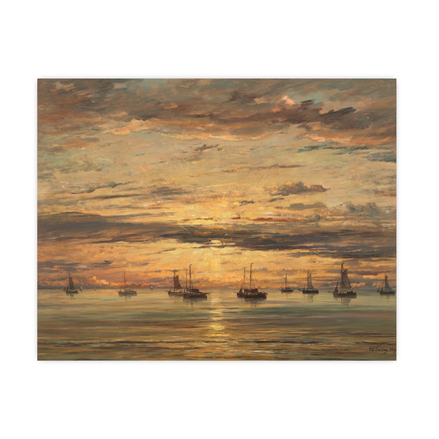 Sunset at Scheveningen - Dutch Maritime Fine Art Poster