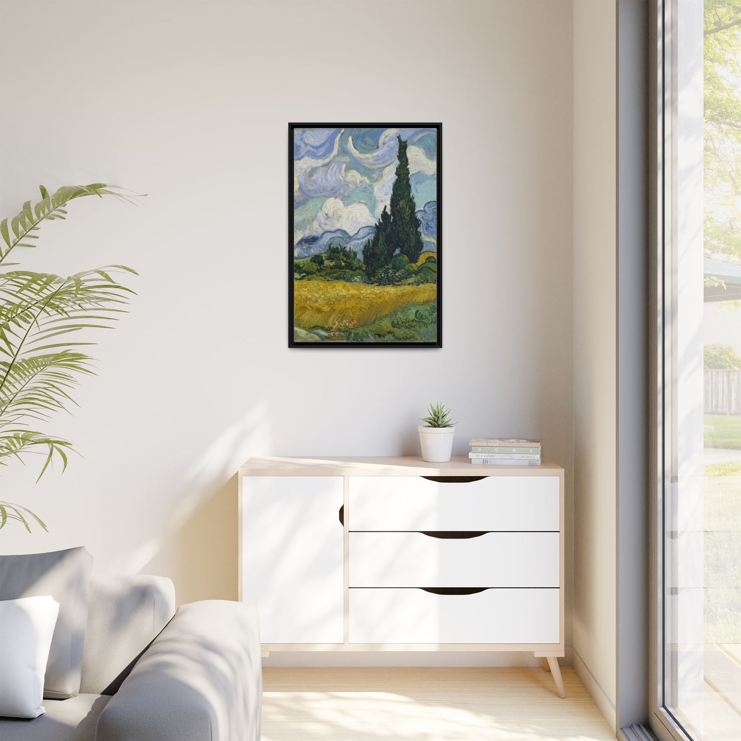 Van Gogh - Wheat Field with Cypresses - Museum Collection - Framed Canvas Print