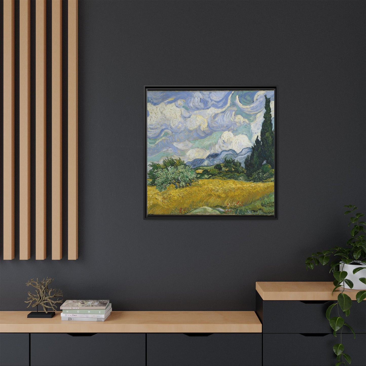 Van Gogh - Wheat Field with Cypresses - Museum Collection - Framed Canvas Print