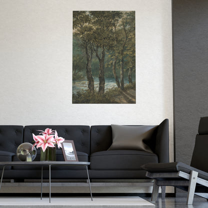 Sunlight Through Trees River Sihl - Forest Landscape Fine Art Poster