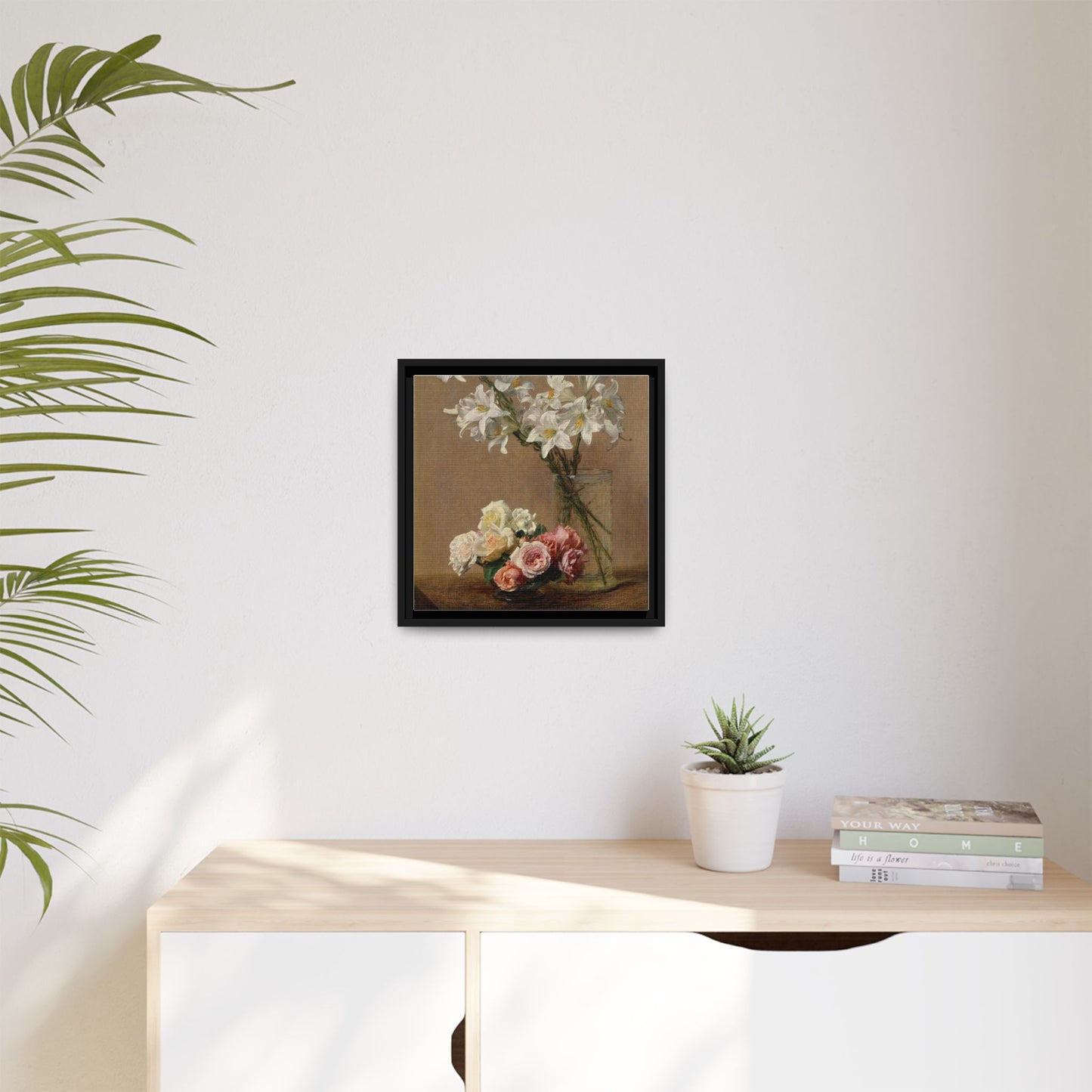 Henri Fantin-Latour : Roses and Lilies (1888) - Giclee Fine Art Print - Museum Collection Framed Canvas Print