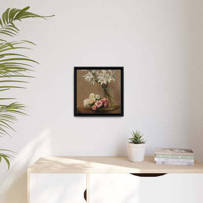 Henri Fantin-Latour : Roses and Lilies (1888) - Giclee Fine Art Print - Museum Collection Framed Canvas Print