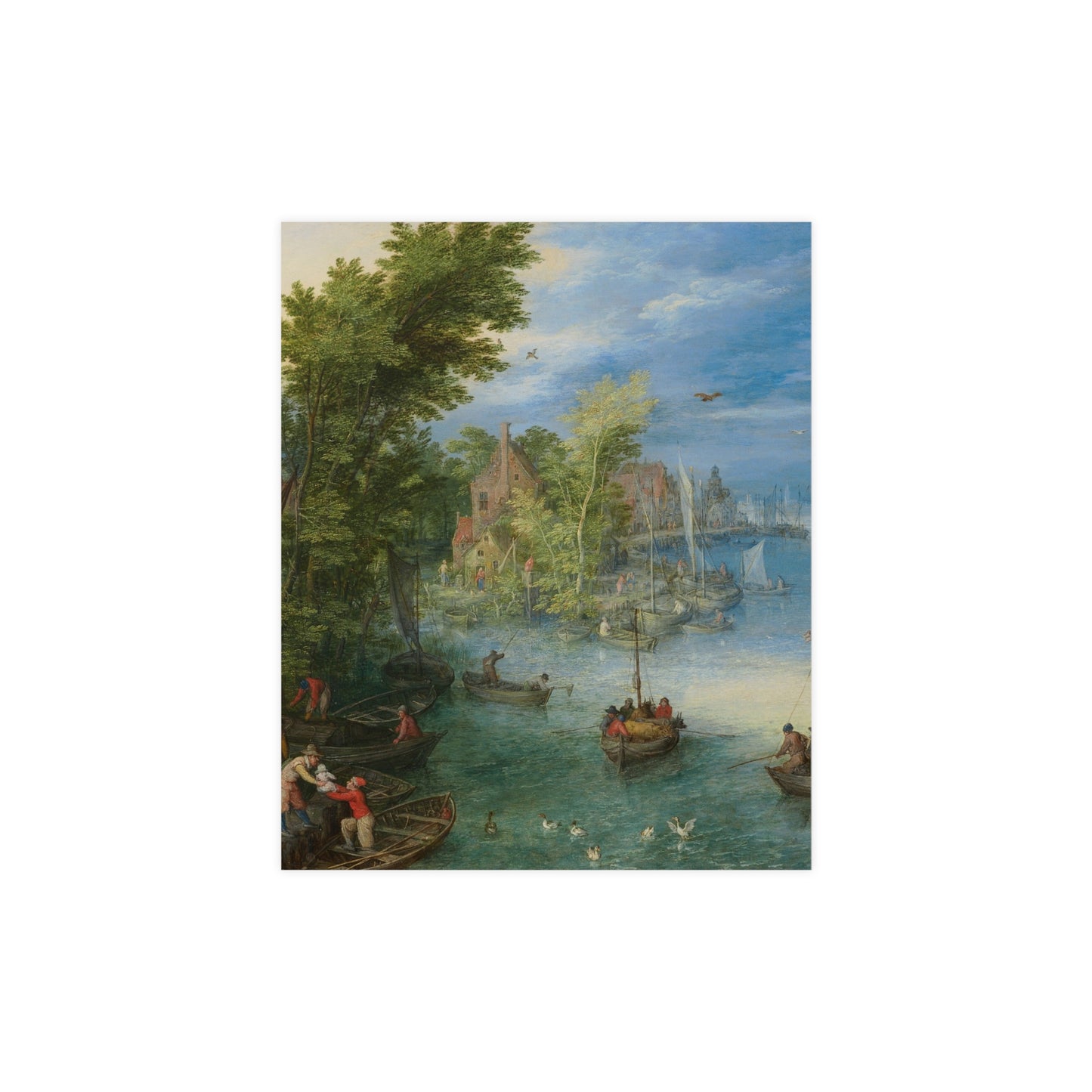 River Landscape Scene - Dutch Golden Age - Vintage Fine Art Print