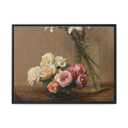 Henri Fantin-Latour : Roses and Lilies (1888) - Giclee Fine Art Print - Museum Collection Framed Canvas Print