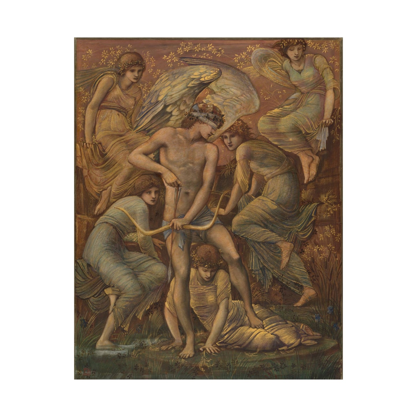 Cupid's Hunting Fields - 1924 - Vintage Fine Art Print - Classic Matte Vertical Poster - Ethereal - Angelic Artwork