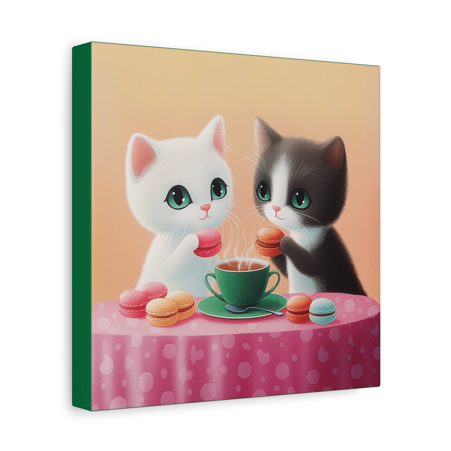 Whimsical Kitty Tea Time - Wall Art & Home Décor - Cute Cat Canvas Art
