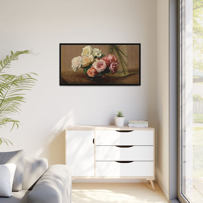 Henri Fantin-Latour : Roses and Lilies (1888) - Giclee Fine Art Print - Museum Collection Framed Canvas Print