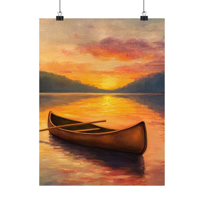 Summer Sunset Canoe on Lake Fine Art Print