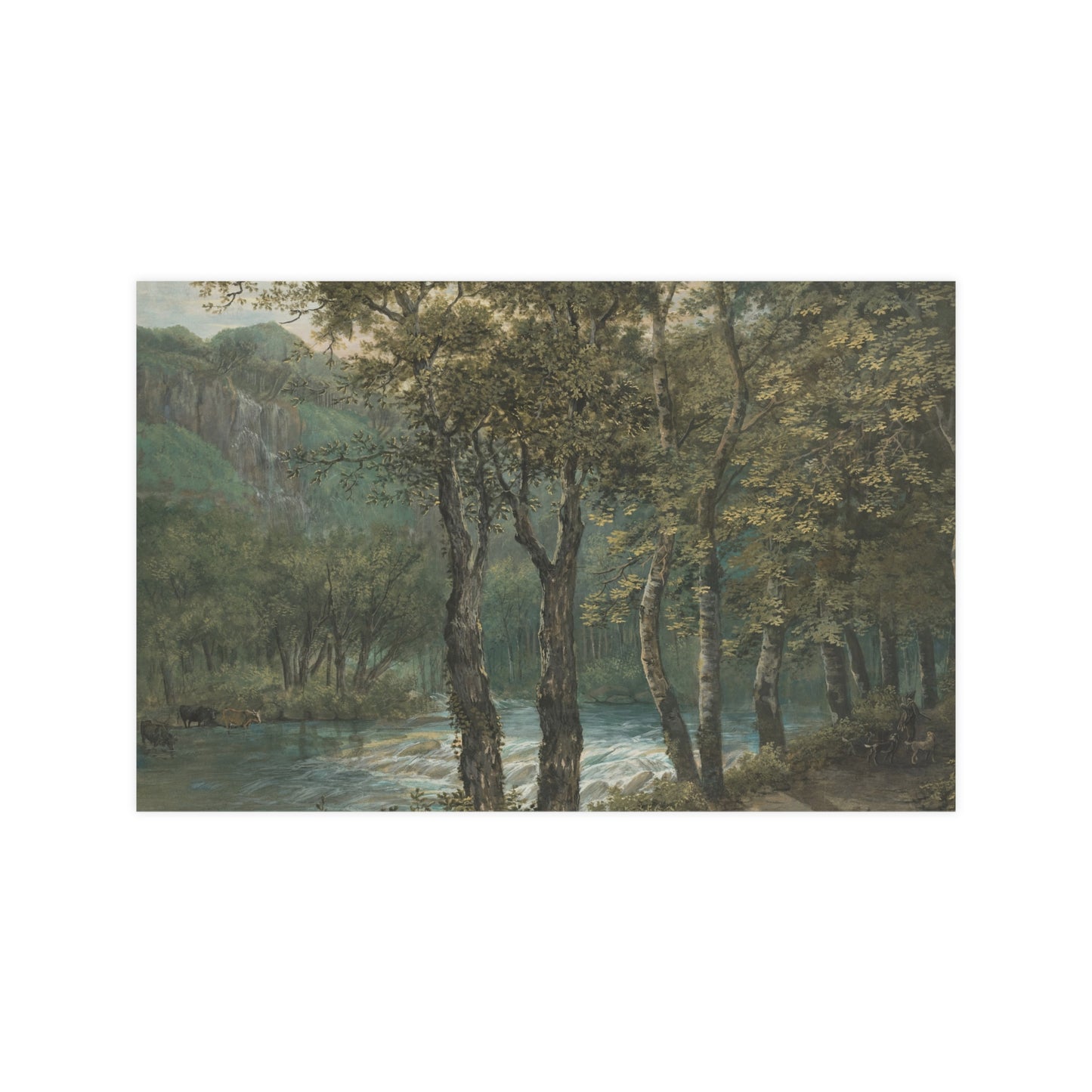 Sunlight Through Trees River Sihl - Forest Landscape Fine Art Poster