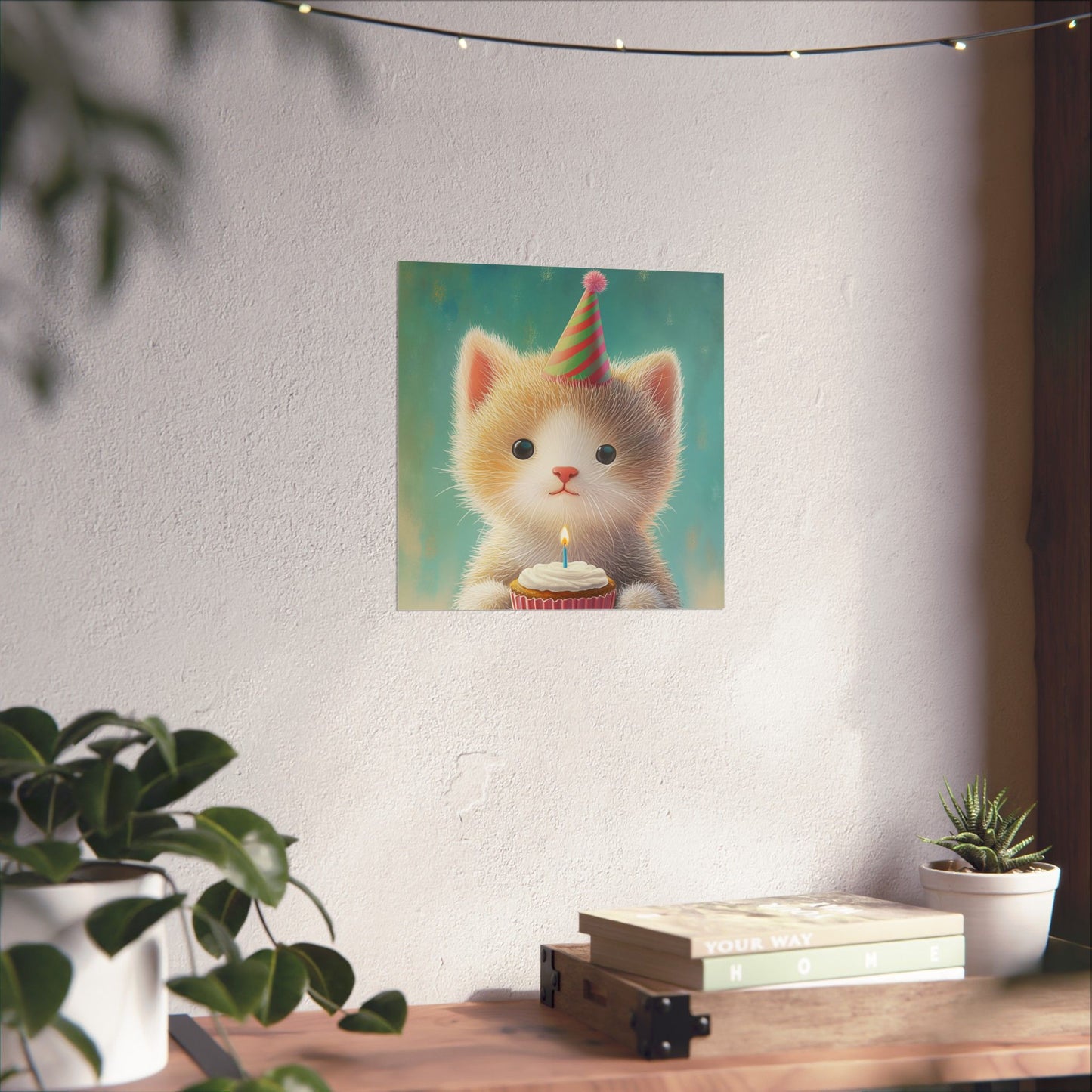 Cute Kitten Birthday Poster - Cat Café - Whimsical Animals - Adorable Kitten Wall Art