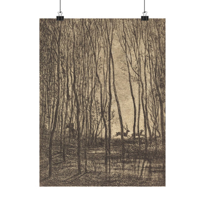 Deer Running Through Woods Nature Fine Art Print
